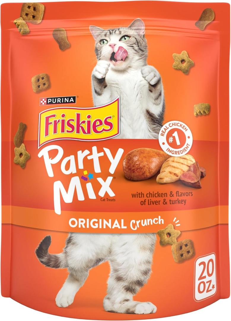 Purina Friskies Cat Treats, Party Mix Original Crunch - 20 oz. Pouch (EXP 08/31/26)