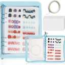 KEIFIN Press On Nail Storage Organizer Binder with 8 Insert Pages - A5 Size Reusable Fake Nail Swatch Collecting Book Polish Color Display Holder Container with Tape and Zipper Pocket (BLUE)
