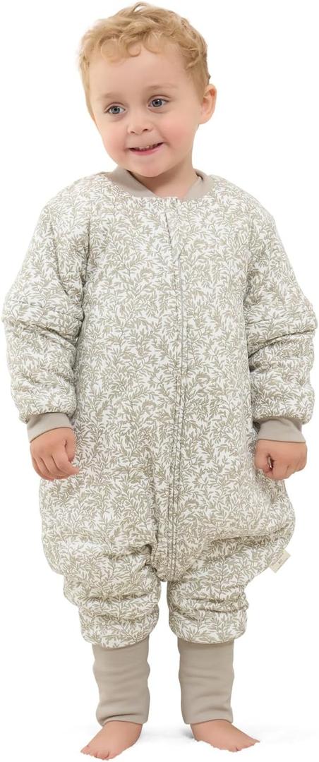 Mosebears Baby Sleep Sack with Legs,Cotton Baby Sleep Sack for Toddler Thicken 2.5 TOG (18-36 Months, Leaf)
