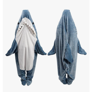 Shark Blanket Hoodie Onesie for Adult & Kid, Wearable Shark Sleeping Bag, Soft Cozy Onesie Costume