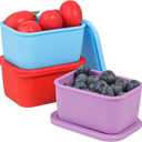 KOLUTI 3 Pack Silicone Small Snack Container, 6 OZ Stackable Puree Sauce Condiment Food Storage Lunch Bento Box with Lids, Leak-proof, BPA Free, Dishwasher & Microwave & Oven Safe