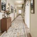 Madane 3x20 Hallway Runner Rug - Extra Long Carpet Runners for Hallways 20ft Non Slip Stain Resistant Rugs Runner for Living Room Bedroom 20 Feet Distressed Floor Carpet for Kitchen, Brown/Gold