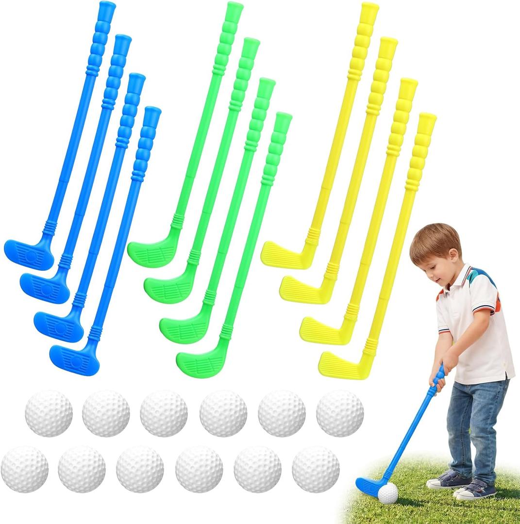 24 Pcs Plastic Mini Golf Clubs for Toddlers, Kids Golf Clubs Toy Set, Toy Balls for Kids Toddlers Outdoor Indoor Lawn Sports for Boys Girls