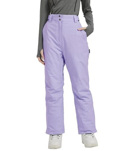 MONTFLIX Women's Slim Fit Snow Pants Waterproof Insulated for Winter Outdoor Hiking Snowboard Ski Pants(S,Purple)