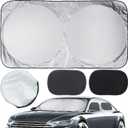 CARTMAN Windshield Sun Shade 63" x 34", Baby Sun Shade for Car Window Side 20"x12", Durable 210T Material Car Sun Visor for UV Rays, Storage Pouch Included