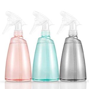 3 Pcs Spray Bottle for Plants - 17 Oz Spray Bottle for Hair with Adjustable Nozzle, Plastic Squirt Bottles with Non-Slip Texture & Ergonomic Grip - Versatile Bottles for Watering, Styling & Cleaning (Orange, Green, Grey)