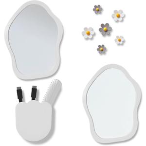 2 x KEYDUACU 12 pcs Girls Locker Accessories, Locker Decorations Including Mirrors, whiteboards, Magnets and organizing Supplies. Ideal for Back-to-School Essentials and The Office (12 pcs-Light Gray)