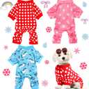 3 Pieces Dog Pajamas Puppy Soft Pets Clothes Dog Jumpsuit for Small Medium Large Pets Cute Apparel Bodysuits for Girl and Boy, 3 Styles(M Fits 5.5-7.7 lbs)