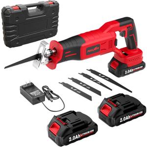 FULLYEA Reciprocating Saw Cordless, Brushless Recipro Saw 0-3500 SPM, Cordless Saws with 2 * 2.0Ah Battery & 4 Blades, Battery Powered Reciprocating Saws for Wood/Metal/Plastic Cutting