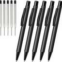 Cambond Retractable Click Ballpoint Pens - Matte Metal Barrel for Police Duty, Nurses, One-Handed Operation, 1.0mm Medium Point Smooth Writing, Heavy Duty Clip, 5 Pens with 5 Refills (Black)