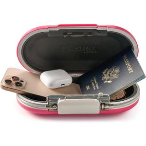 Master Lock Pink Portable Small Lock Box, Set Your Own Lock Combination Portable Safe, Personal Travel Safe for Phone, Passport, Money, 5900DPNK
