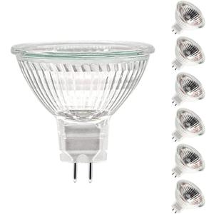 MR16 Halogen Bulb 35W 12V, Durable 6 Packs High Output Halogen Light Bulbs 2 pin GU5.3 Base for Landscape Lights, Track Lights, Fiber Optics, Desk Lamps, Dimmable, 2700K Warm White