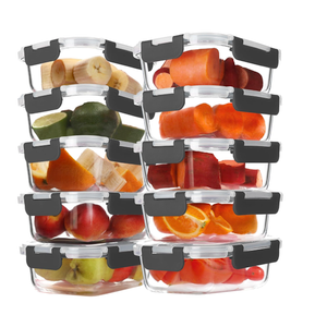 BAYZZ 10 Pack 22 oz Glass Meal Prep Containers, Glass Food Storage Containers with Airtight Lids, BPAFree, Freezer and Microwave Safe