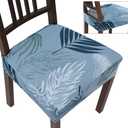 SearchI Stretch Dining Chair Seat Covers Set of 6, Soft Removable Washable Seat Covers for Dining Chairs, Dining Room Seat Cover Protector (No Rear, Blue)
