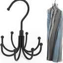 ZEDODIER 2 Pack Jean Hangers Jeans Organizer for Closet, Rotatable Sturdy 16 Hooks Jean Holder, Metal Space Saving Closet Organizers and Storage, Black