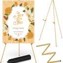 Display Artist Easel Stand - 63" Instant Tripod Collapsible Portable Floor Easel - Easy Folding Adjustable Art Poster Metal Stand for Display Show, Wedding, Painting - Gold