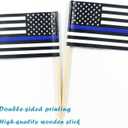 5 x QQSD Thin Blue Line American Police Toothpick Flag Small Mini Cupcake Topper Flags, 100 pcs