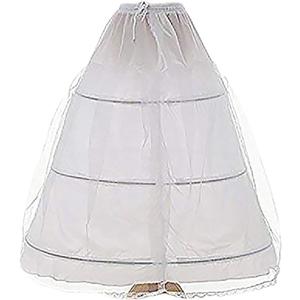 Women's 3 Hoops Floor Length Wedding Petticoat for Prom Quinceanera Dress PE08 (Medium, White)