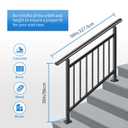 Upgrade Handrails for Outdoor Steps, Adjustable 4 Step Stair Railing Kit, Easy DIY Installation Kit Included, Black Wrought Iron Hand Rails for Outdoor Steps, 2 in 1 Stair&Horizontal Railing
