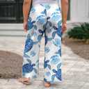 Cetieo Women's Plus Size Palazzo Pants High Waisted Wide Leg Trousers 4XL (Blue)