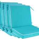 Outdoor Patio Chair Cushions Set of 4, Water Resistant Square Seat Cushions with Ties, 20"x17" All Weather Seating Cushions for Outdoor Furniture, 20 X35.82inch
