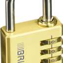 BRINKS - 40mm Solid Brass 3-Dial Resettable Padlock - Chrome Plated with Hardened Steel Shackle