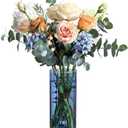 ComSaf Glass Cylinder Vases, Bud Vase for Centerpieces, 8 Inch Tall Ribbed Vase Hurricane Floating Candle Holder, Decorative Flower Vases for Wedding Reception, Home Decor, Housewarming Gift (Blue)