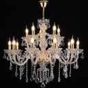 15 Light Crystal Chandelier Double Layer Flush Mount Ceiling Light Fixture with K9 Crystals for Living Room Dining Room Bedroom Luxury Hanging Lamp Lighting Fixtures
