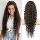 Flufymooz Ponytail Extension, 26 Inch Bohemian Style Drawstring Ponytail Hair Extensions for Women, Long Curly Wavy Pony Tail Natural Synthetic Hairpiece for Women (26 Inch Dark Chocolate Brown)