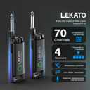 LEKATO Wireless Guitar System UHF Wireless Guitar Transmitter Receiver Rechargeable Audio Wireless Guitar Transmitter and Receiver with 70 Channels Wireless for Guitar Bass Electric Instruments (Blue)