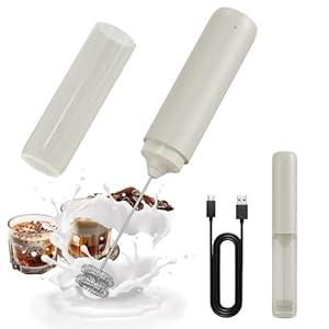 CIRCLE JOY Portable Rechargeable Milk Frother Hanheld, Dual Spring Whisk Electric Coffee Frother Wand Drink Mixer for Matcha Lattes Cappuccino, Kitchen Gifts, Beige