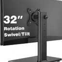 Single Monitor Stand VESA Mount for 13-32 Inch Screens, Free-Standing Monitor Riser with Swivel Tilt Rotation Height Adjustable, Universal Desk Stand up to 44lbs, VESA 75x75, 100x100mm