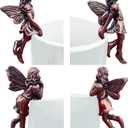 4 Pcs Miniature Fairies Figurines Flower Pot Huggers Mini Resin Flying Angel Sculpture Fairy Garden Accessories Planter Pot Hanger Outdoor Garden Lawn Decoration