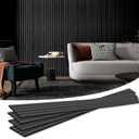 Art3d 4-Piece Wood Slat Acoustic Panels for Stylish Decor and Noise Reduction, 3D Textured Panel for Ceiling and Wall, Matte Black