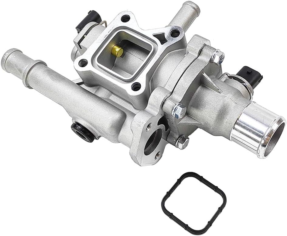 Full Aluminum Engine Coolant Thermostat Housing Assembly w/Sensor | Fit for 11-16 Chevrolet Chevy Cruze, 12-18 Chevy Sonic, 13-18 Chevy Trax Ecotec 1.8L 1.6L | OE# 15-81816 25199824 25192228 902-033