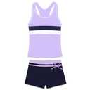 PROALLO Little Girls' Summer Swimwear Two Piece Boyshort Tankini Kids Swimsuit, 3XL, Purple 