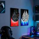 Display Wallboard Compatible with Lego 75257 Millennium Falcon, 3mm Backboard & 4 U-Shaped Holders, Display Wall Frame for Building Kits - Ideal Gift for Fans(Board Only)
