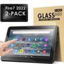 2-PACKDETUOSI Screen Protector for Amazon Kindle All-New Fire 7 / Fire 7 Kids (12th Generation, 2022) 7.0-inch, Ultra-Clear/Case-Friendly/Touch Sensitive/Bubble Free/Anti-Scratch Tempered Glass Mica