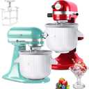 Ice Cream Maker Attachment for KitchenAid Stand Mixer, Compatible with 4.5/5QT & 6QT Stand Mixers, 2 Quart Frozen Kitchen aid Ice Cream Maker Attachment Ice Cream Bowl for Yogurt/Sorbet Gelato