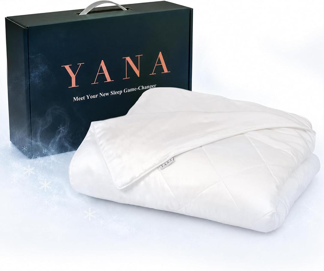 YANA Bamboo Cooling Blanket, 100% Bamboo Lyocell, Lightweight Breathable Blanket for Hot Sleepers, Bamboo & Down Alternative Fill, Machine Washable, Oeko-TEX Certified, 80 x 60 in, Queen