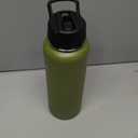 FineDine Water Bottle - Stainless Steel Insulated Water Bottle with Straw Lid, Flip Lid & Wide-Mouth Cap - Keeps Hot and Cold - 40 Oz / 1.18L - Army Green