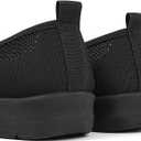 MUSSHOE Slip-on Womens Walking ShoesRound Toe Mesh SneakersComfortable Classic Casual Breathable Lightweight Loafers Flats for Mature Women Aged 30-60 (Black)