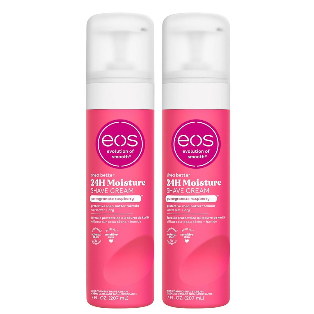 eos Shea Better Shave Cream- Pomegranate Raspberry, Shea Butter, Aloe Vera, Moisturizing, Shaving Cream for Women, eos Shave Cream, 7 fl oz, 2-Pack