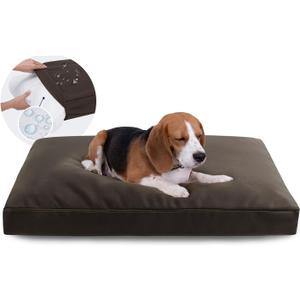 Miguel Durable Canvas Dog Bed for Medium Large Pet Outdoor Dogs Pad 14 Ounce Canvas Waterproof Pet Pillow with Removable Washable Cover, 35 x 25 inch, Brown