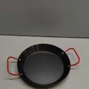 IMUSA USA 10" Carbon Steel Coated Nonstick Paella Pan, Black, Red Handles