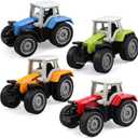 4 Pack Farm Tractor Toys for Toddlers Boys 3-5, Die cast Tractor Toy for Kids Boys & Girls 3 4 5 6 7 8 Years Old, Christmas Birthday Gift & Cake Toppers