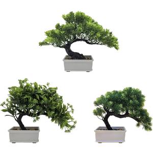 Artificial Bonsai Pine Tree Fake Desk Plants Commercial Reception Charm Adornment Home Decor Office Bookshelf Decor (Warm Colors)