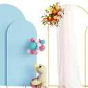 Putros Metal Arch Stand with Cover Set of 2 Dusty Blue Spandex Fitted Wedding Arch Cover and Round Top Chiara Backdrop Stand for Birthday Party Baby Shower Decoration 7.2FT, 6FT