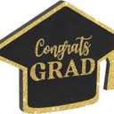 Kathfly Congrats Grad Wood Sign Gold Glitter Graduation Decoration Gift Table Centerpieces Behind You All Your Memories Wood Plaque for 2026 Graduation Party Photo Booth Props College High School