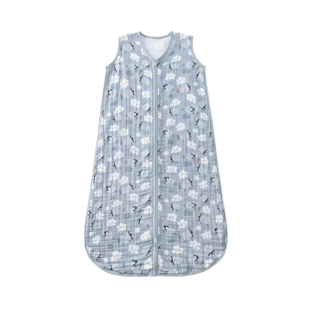 TADO MUSLIN Baby Sleep Sack 2-4T Baby Wearable Blanket 100% Organic Cotton 0.5 TOG Toddler Sleep Sacks 2- Way Zipper Soft 4 Layers Muslin 2T 3T 4T Sheep Grey